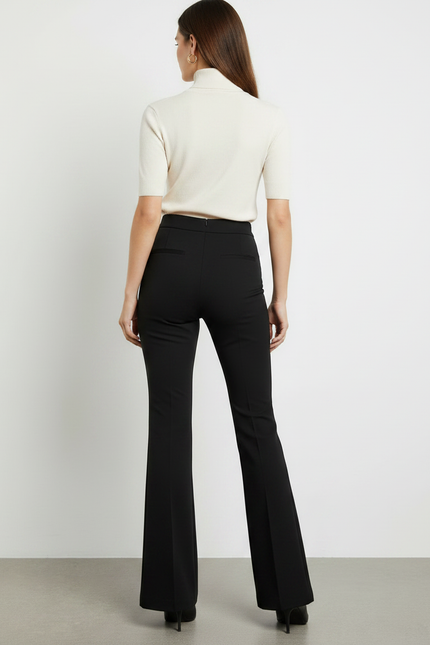 Pantalon Patte D'Éléphant Noir Évasé Élégant Taille Haute - Polyester - vue 2