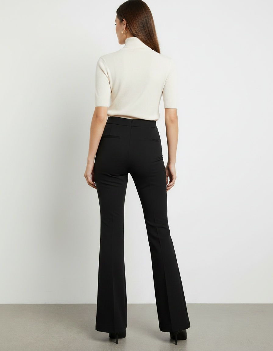Pantalon Patte D'Éléphant Noir Évasé Élégant Taille Haute - Polyester - vue 2