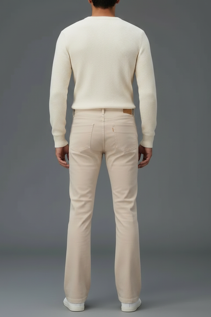 Pantalon Patte D'Éléphant Beige Homme Classique Décontracté - Gabardine - vue 2