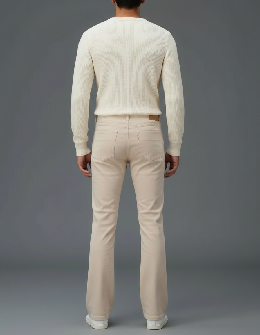 Pantalon Patte D'Éléphant Beige Homme Classique Décontracté - Gabardine - vue 2