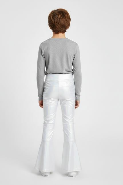 Pantalon Patte D'Éléphant Blanc Brillant Métallique Évasé Enfant - Simili cuir - vue 2