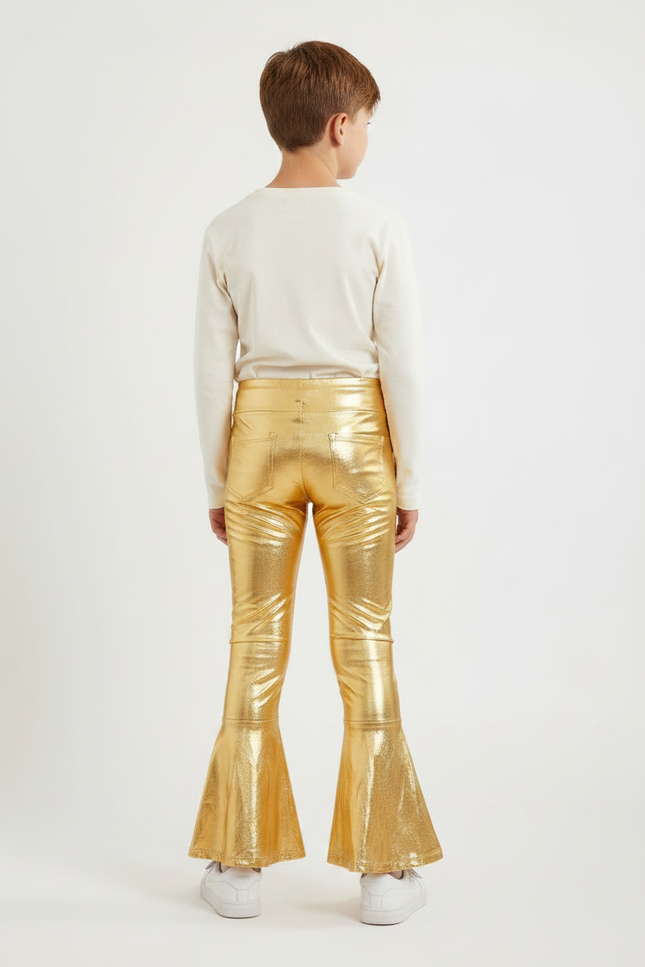 Pantalon Patte D'Éléphant Doré Brillant Métallique Évasé Enfant - Polyester - vue 2