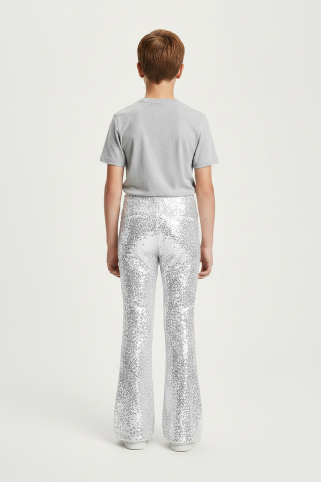 Pantalon Patte D'Éléphant Paillettes Argentées Enfant Scène Danse - Polyester - vue 2