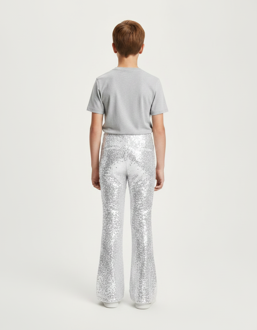 Pantalon Patte D'Éléphant Paillettes Argentées Enfant Scène Danse - Polyester - vue 2