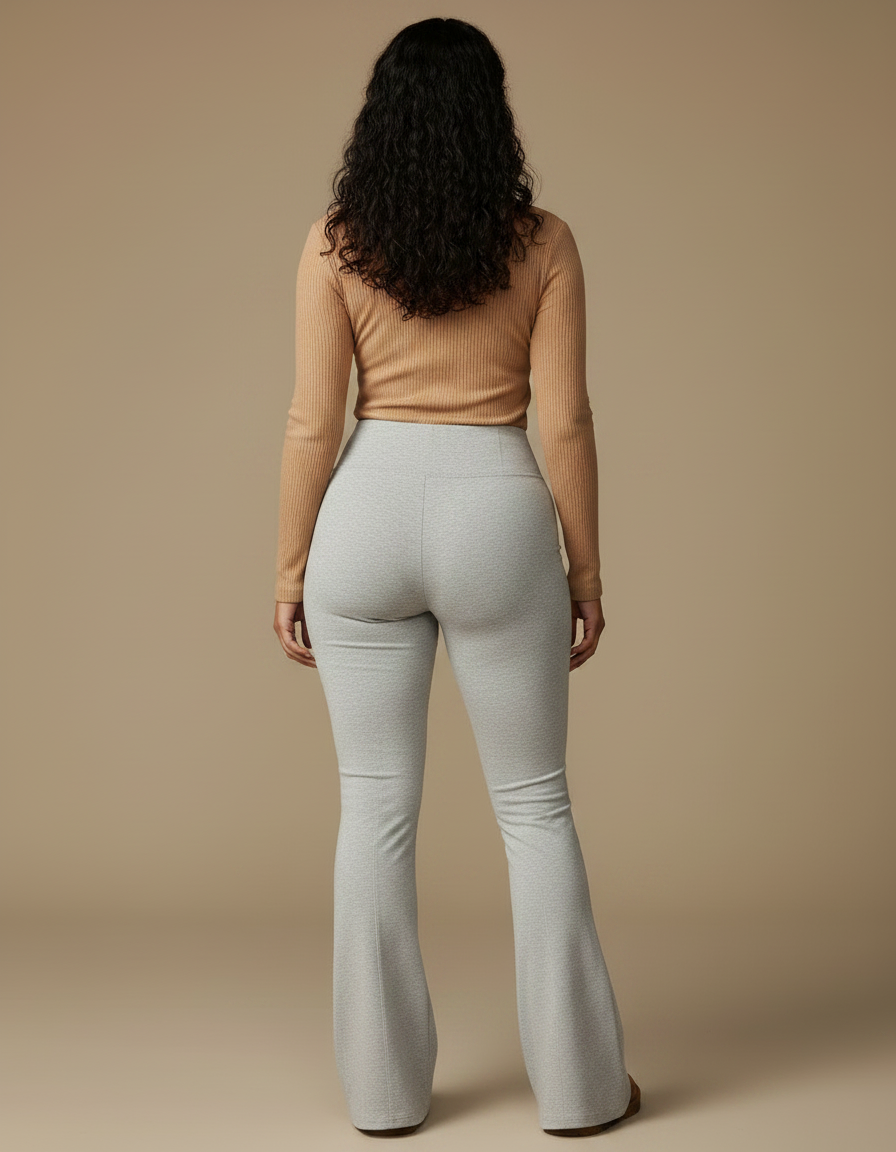 Pantalon Patte D'éléphant Femme Ronde - Gris Molleton - vue 2