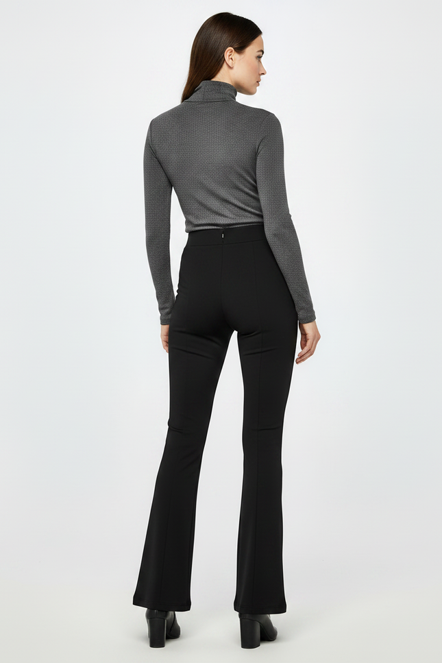 Pantalon Patte D'Éléphant Noir Taille Haute Évasé Chic Femme - Polyester - vue 2