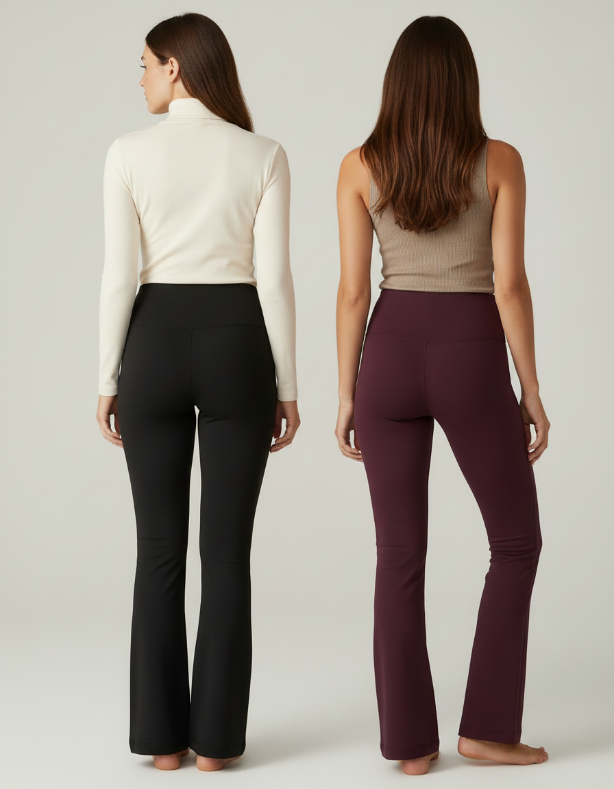 Pantalon Patte D'Éléphant Noir Bordeaux Confortable Évasé Fluide - Polyester - vue 2