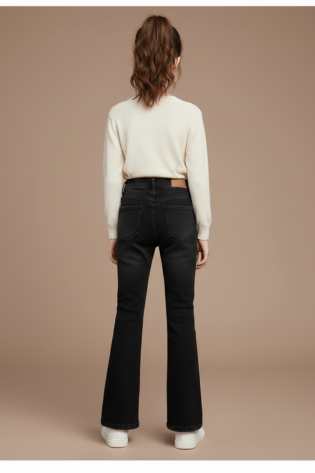 Pantalon Patte D'Éléphant Noir Jean Évasé Fille - vue 2