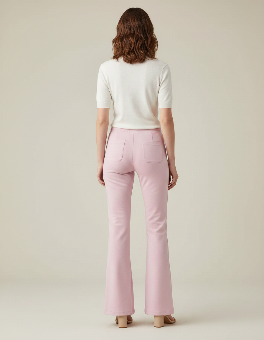 Pantalon Patte D'Éléphant Rose Fluide Décontracté Cordon Femme - Molleton - vue 2