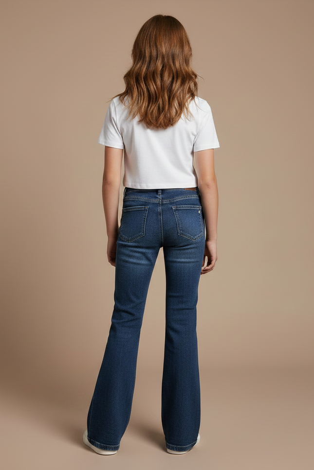 Pantalon Patte D'Éléphant Denim Bleu Évasé Enfant - Jean - vue 2