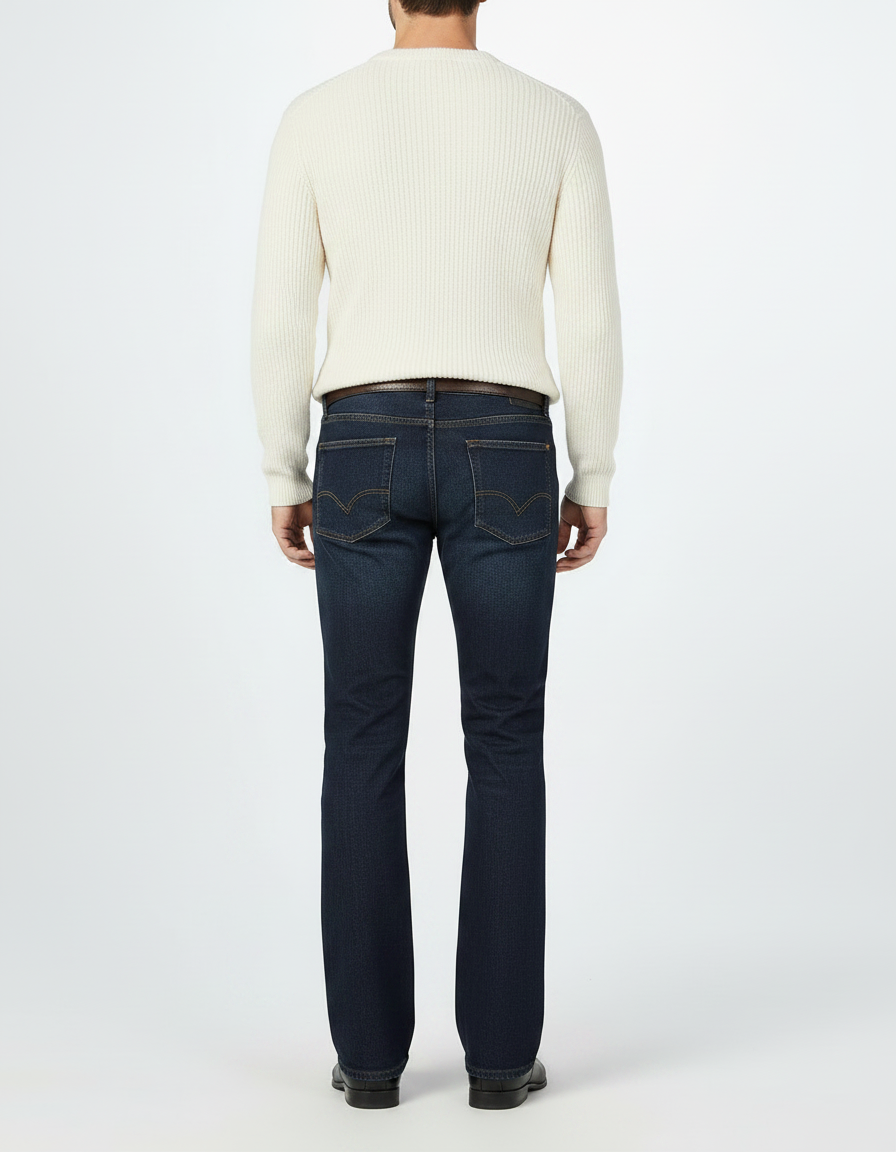 Pantalon Patte D'Éléphant Homme Bleu Denim Évasé Classique - Jean - vue 2