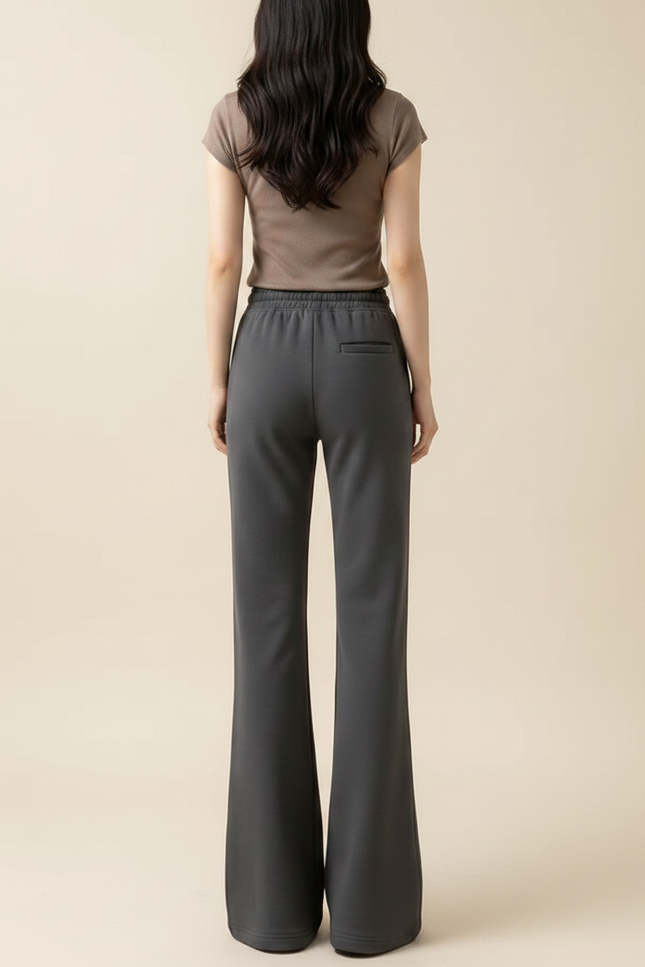 Pantalon Legging Patte D'éléphant - Gris Molleton - vue 2
