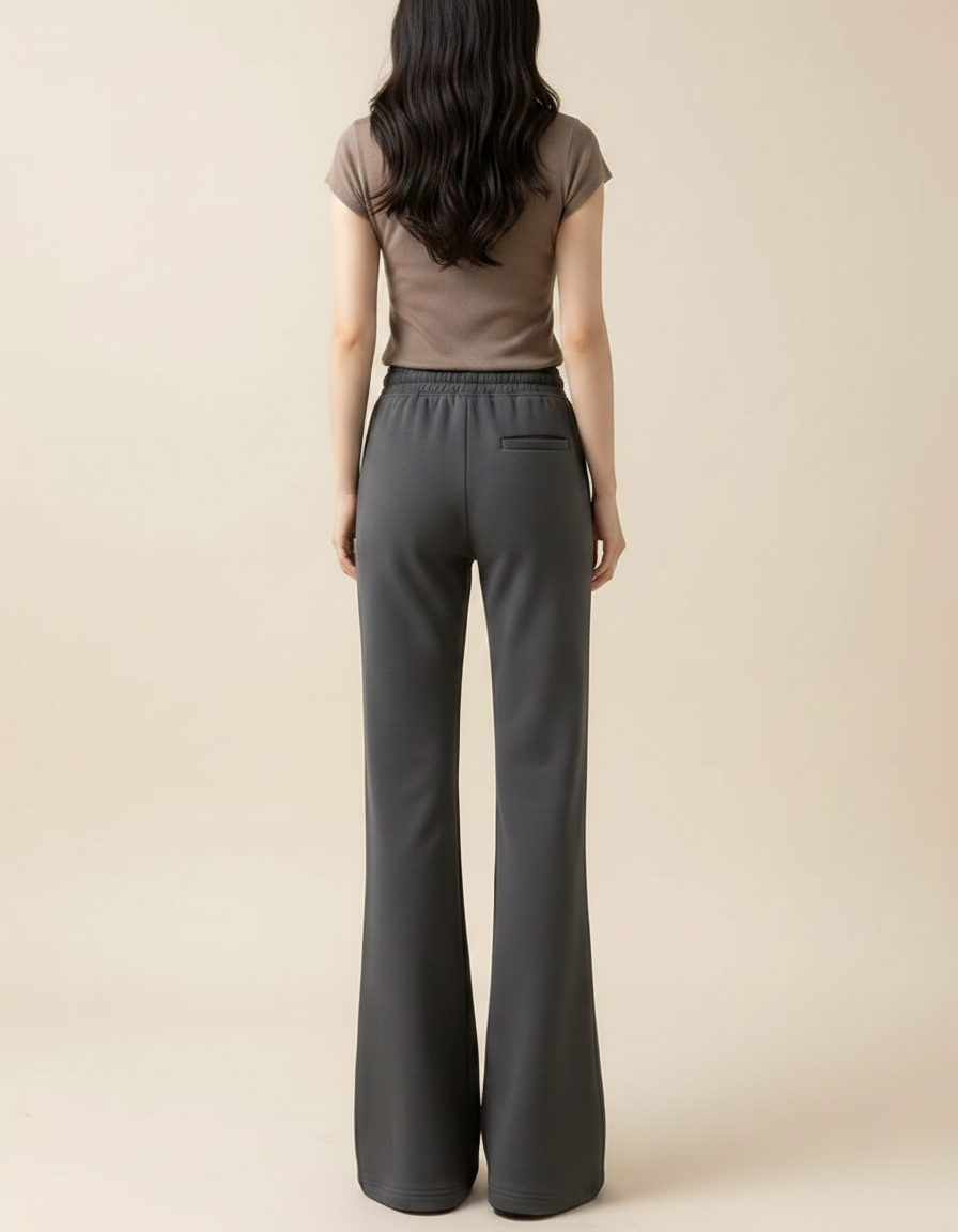 Pantalon Legging Patte D'éléphant - Gris Molleton - vue 2