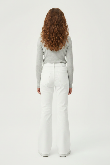 Pantalon Patte D'Éléphant Blanc Enfant Côtelé Confortable - Jean - vue 2