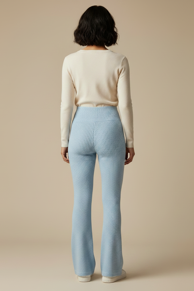 Pantalon Cotelé Femme Patte D'éléphant - Bleu Maille - vue 2
