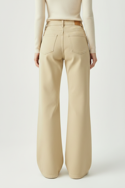Pantalon Patte D'Éléphant Kaki Ample Vintage Taille Haute - Jean - vue 2