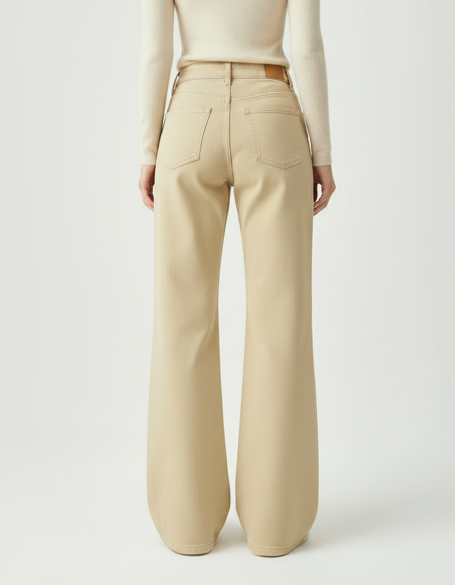 Pantalon Patte D'Éléphant Kaki Ample Vintage Taille Haute - Jean - vue 2