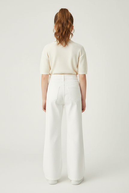 Pantalon Patte D'Éléphant Blanc Denim Large Nœuds Fille - Jean - vue 2