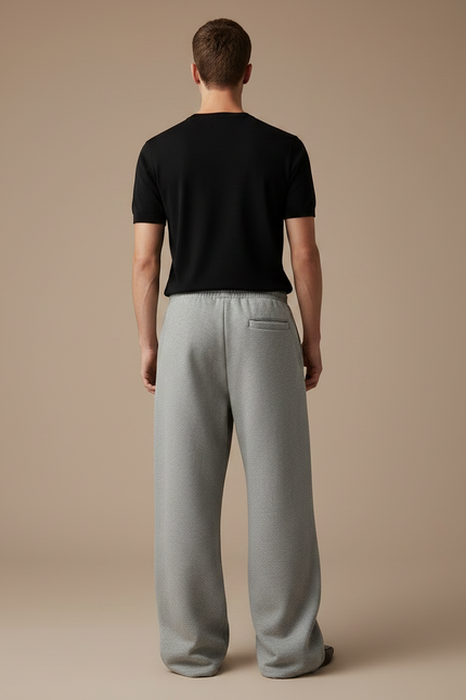 Pantalon Patte D'Éléphant Gris Décontracté Ample Coton Homme - Molleton - vue 2