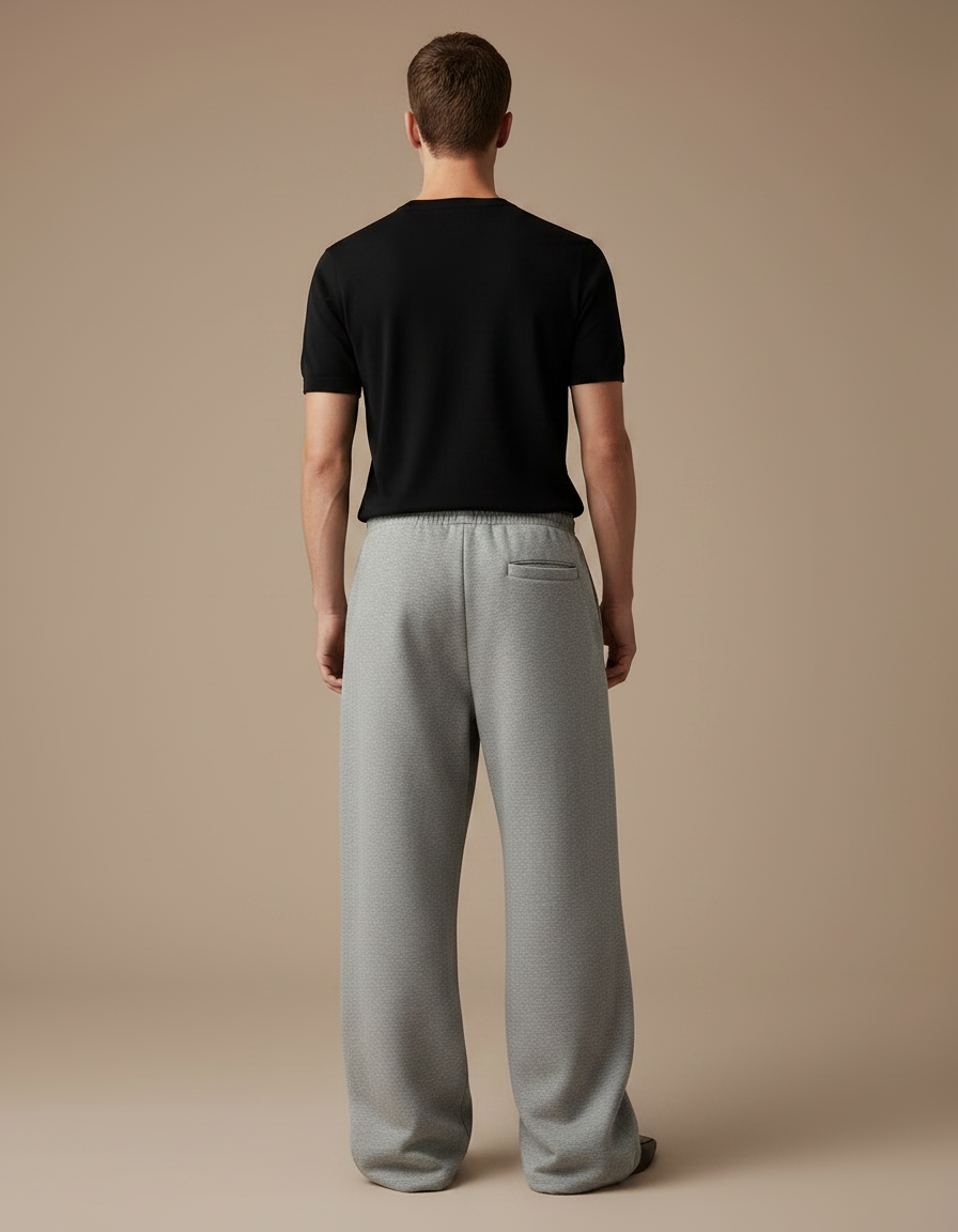 Pantalon Patte D'Éléphant Gris Décontracté Ample Coton Homme - Molleton - vue 2