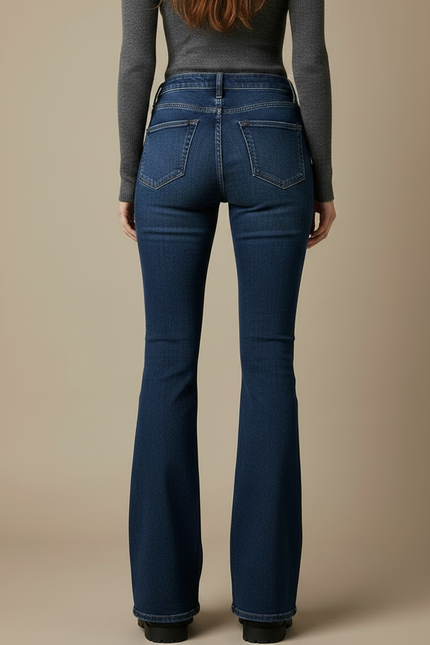 Pantalon Patte D'éléphant Jean Taille Haute - Bleu - vue 2