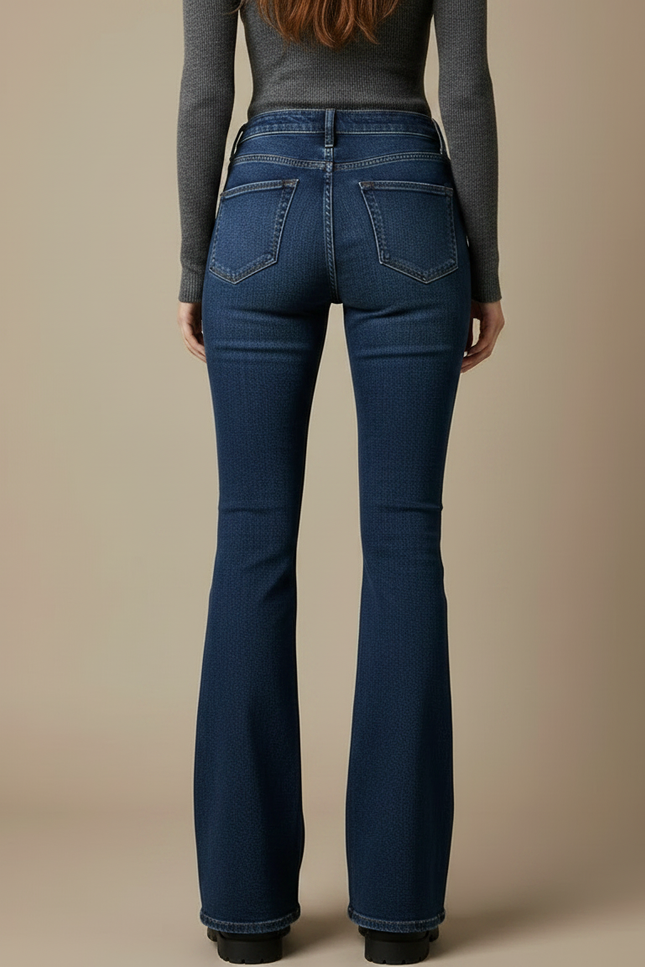 Pantalon Patte D'éléphant Jean Taille Haute - Bleu - vue 2