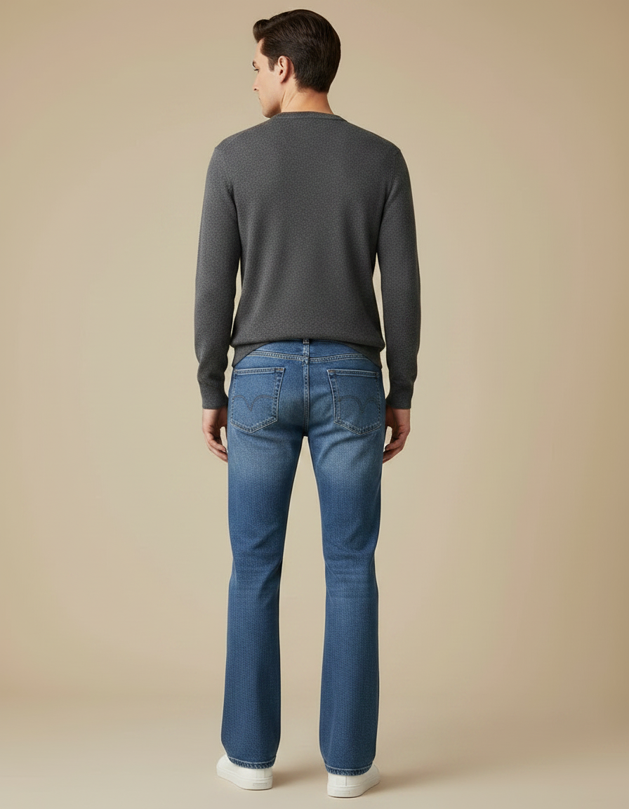 Pantalon Patte D'Éléphant Jean Bleu Confortable Décontracté Homme - vue 2