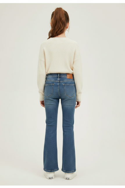 Pantalon Patte D'Éléphant Jean Bleu Évasé Confortable Fille - vue 2