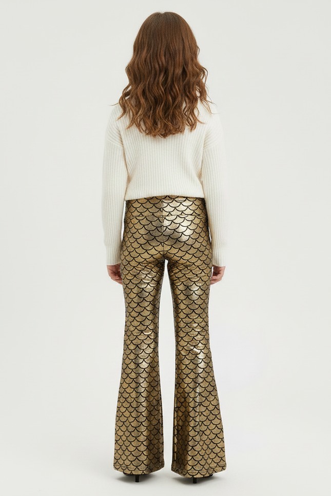 Pantalon Patte D'Éléphant Doré Écailles Brillant Évasé Fille - Polyester - vue 2