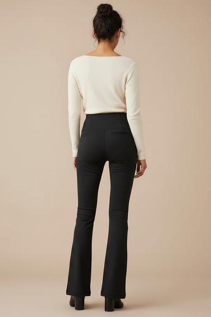 Pantalon Patte D'Éléphant Noir Taille Haute Stretch Confortable - Maille - vue 2
