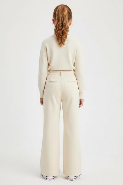 Pantalon Patte D'Éléphant Écru Molleton Ample Décontracté Fille - Beige - vue 2