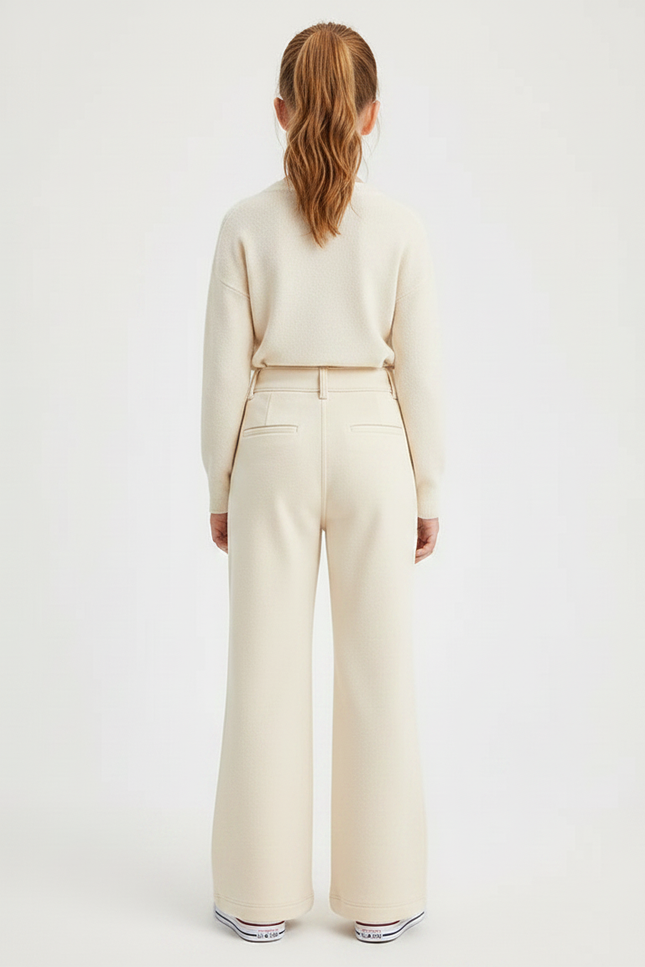 Pantalon Patte D'Éléphant Écru Molleton Ample Décontracté Fille - Beige - vue 2