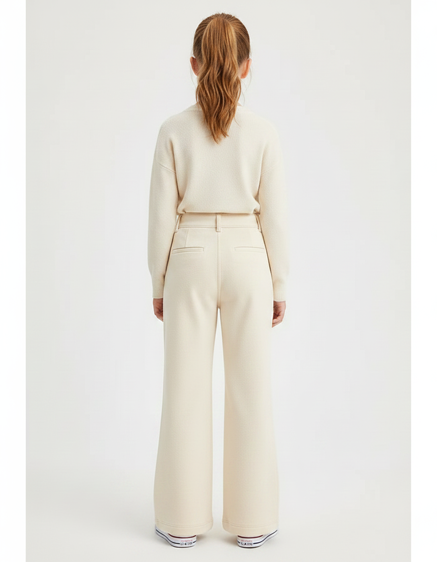 Pantalon Patte D'Éléphant Écru Molleton Ample Décontracté Fille - Beige - vue 2