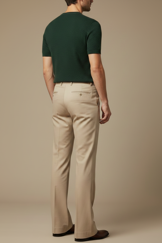 Pantalon Patte D'Éléphant Homme Beige Évasé Décontracté Élégant - Gabardine - vue 2