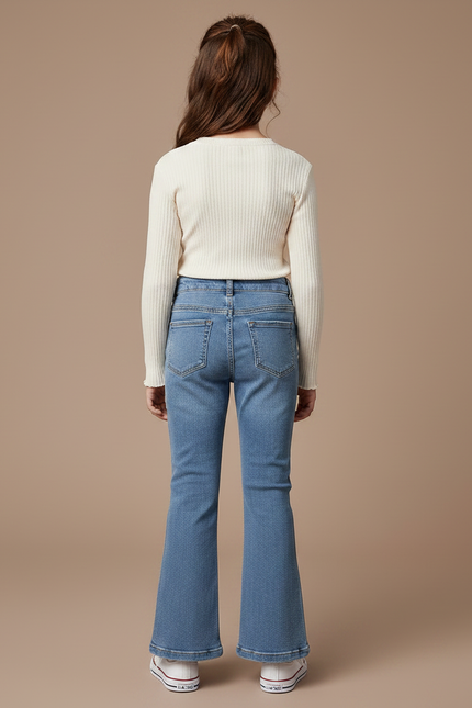 Pantalon Patte D'Éléphant Jean Bleu Fendu Évasé Enfant - vue 2