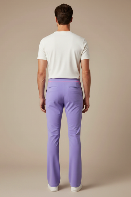 Pantalon Patte D'Éléphant Violet Uni Évasé Confortable Homme - Polyester - vue 2