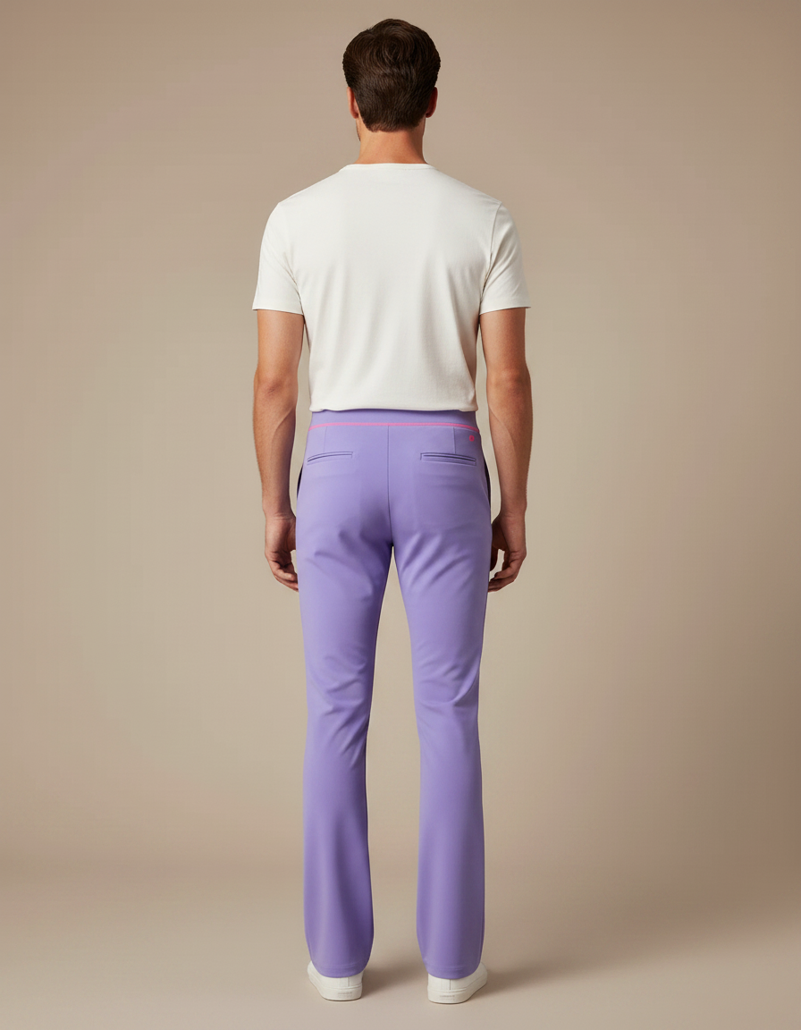 Pantalon Patte D'Éléphant Violet Uni Évasé Confortable Homme - Polyester - vue 2