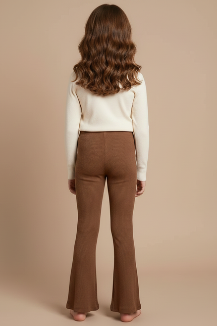 Pantalon Patte D'Éléphant Marron Côtelé Confortable Enfant - Cordé - vue 2