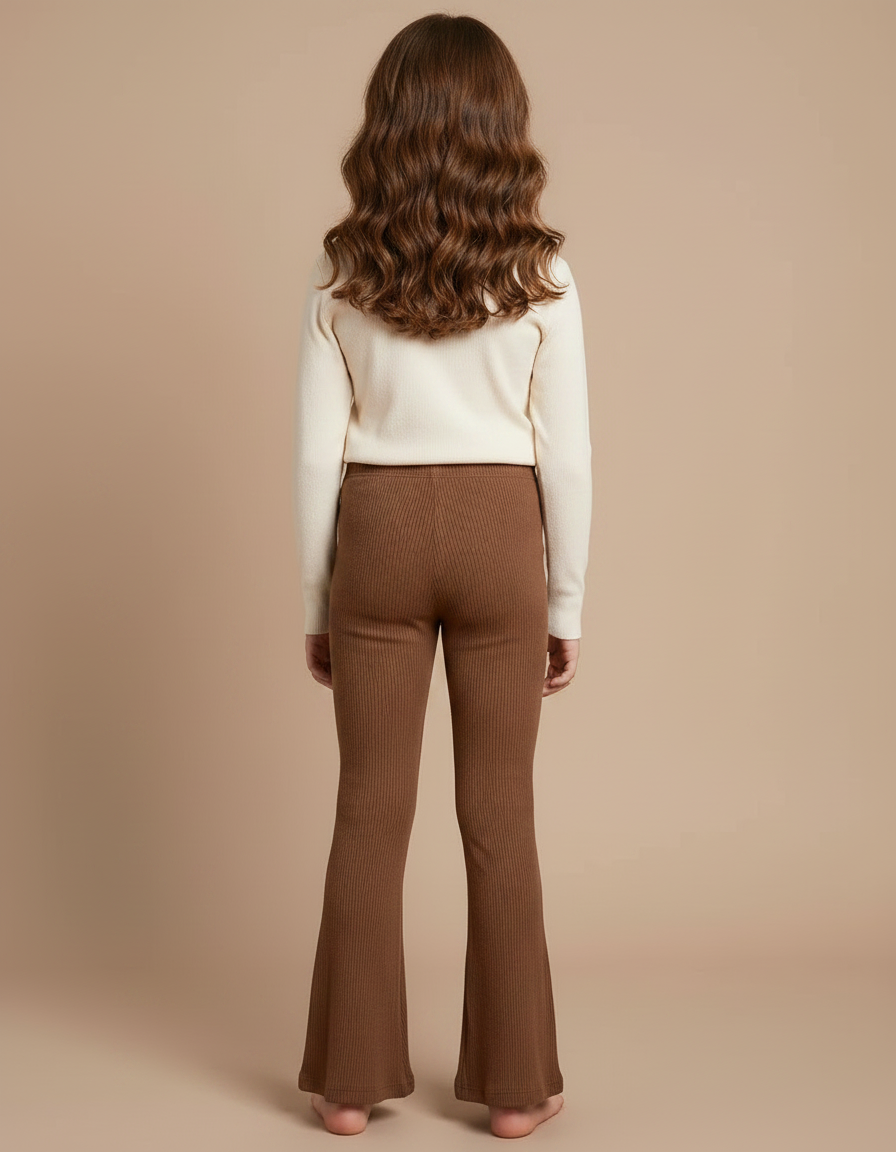 Pantalon Patte D'Éléphant Marron Côtelé Confortable Enfant - Cordé - vue 2