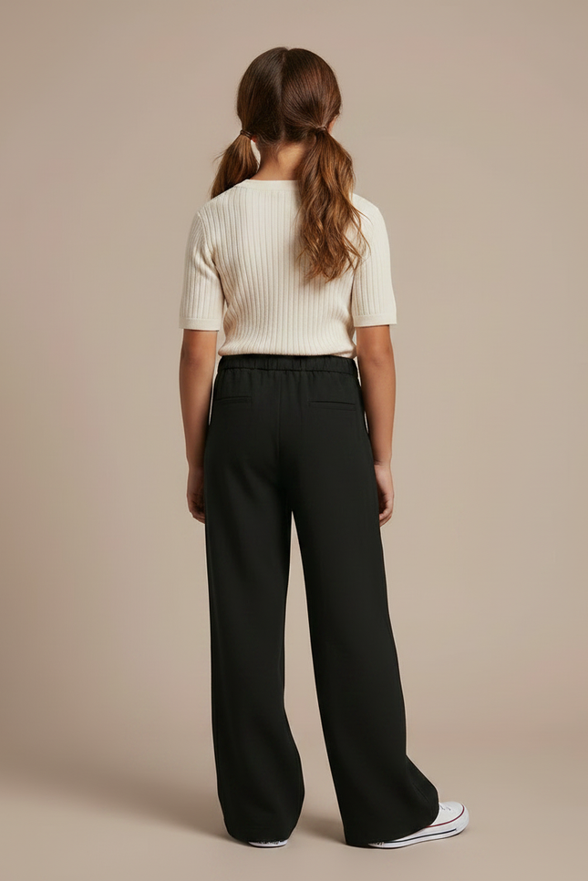 Pantalon Patte D'Éléphant Noir Fluide Décontracté Fille - Viscose - vue 2