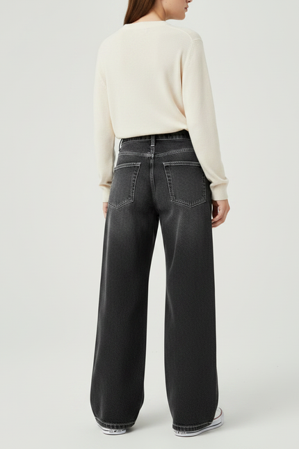 Pantalon Patte D'Éléphant Noir Délavé Ample Enfants - Jean - vue 2