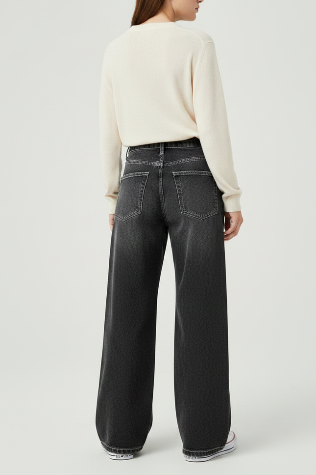 Pantalon Patte D'Éléphant Noir Délavé Ample Enfants - Jean - vue 2