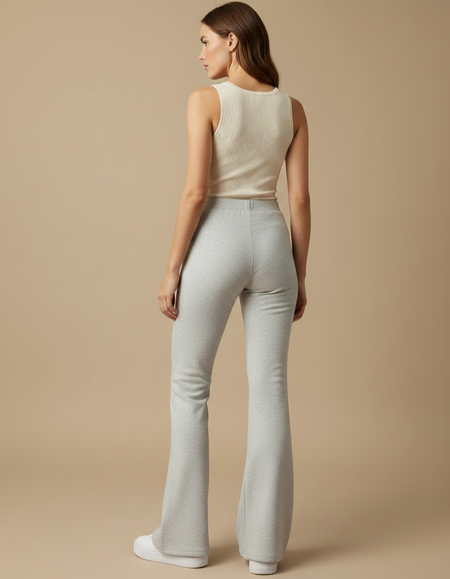Pantalon Tissu Femme Patte D'éléphant - Gris Molleton - vue 2