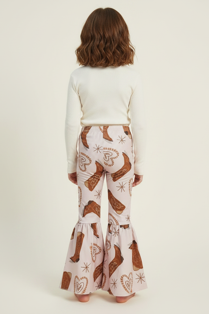 Pantalon Patte D'Éléphant Rose Imprimé Bottes Western Fille - Maille - vue 2
