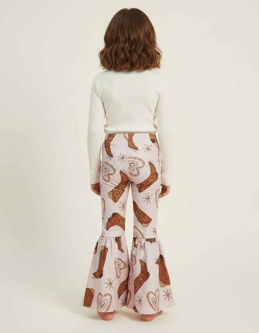 Pantalon Patte D'Éléphant Rose Imprimé Bottes Western Fille - Maille - vue 2