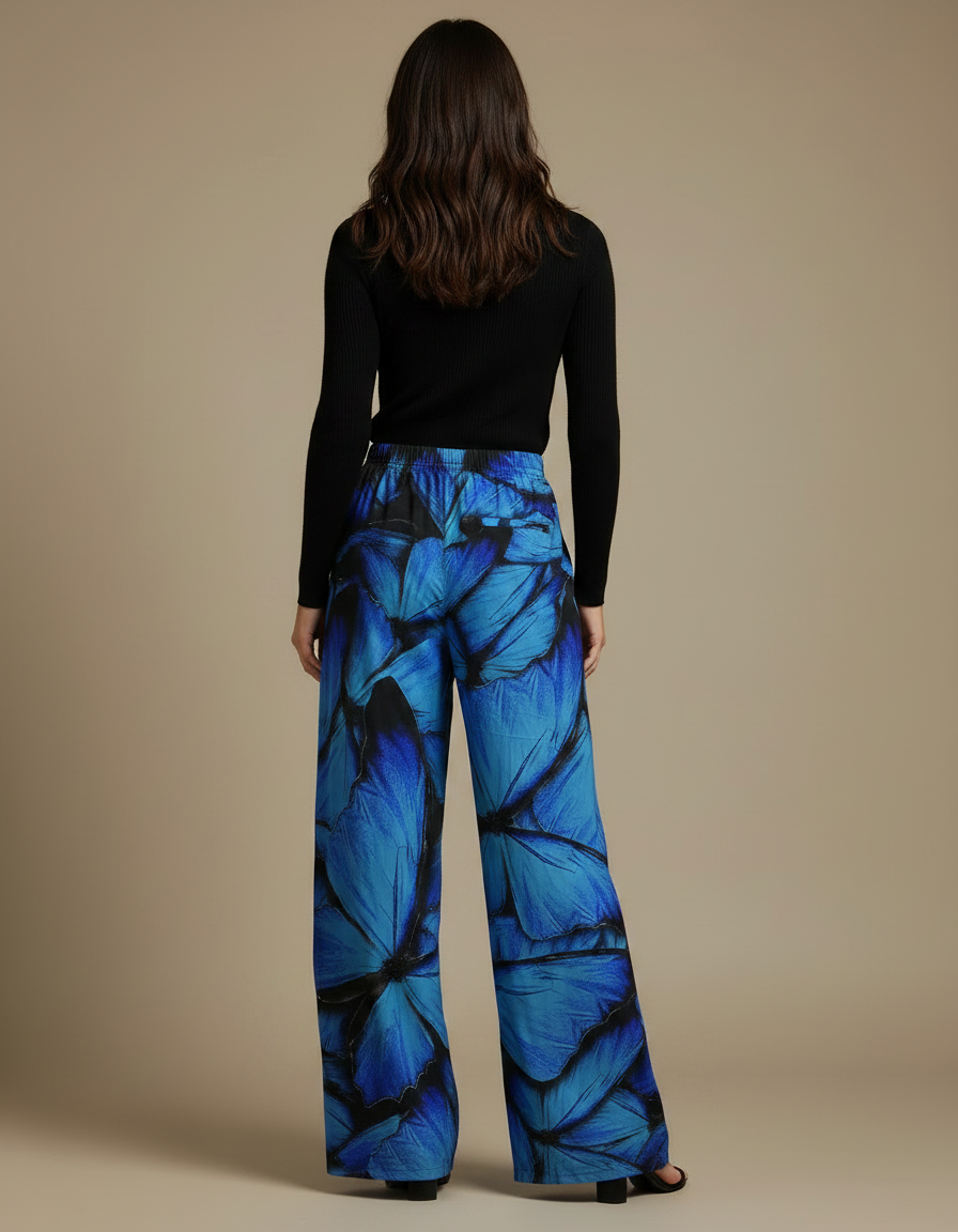 Pantalon Large Patte D'éléphant - Bleu Polyester - vue 2