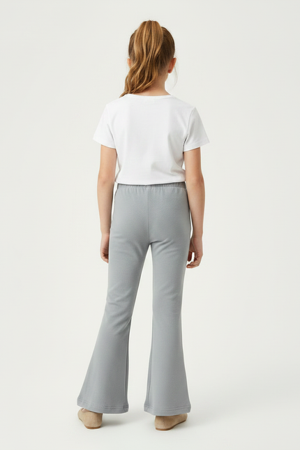 Pantalon Patte D'Éléphant Gris Uni Extensible Confortable - Maille - vue 2