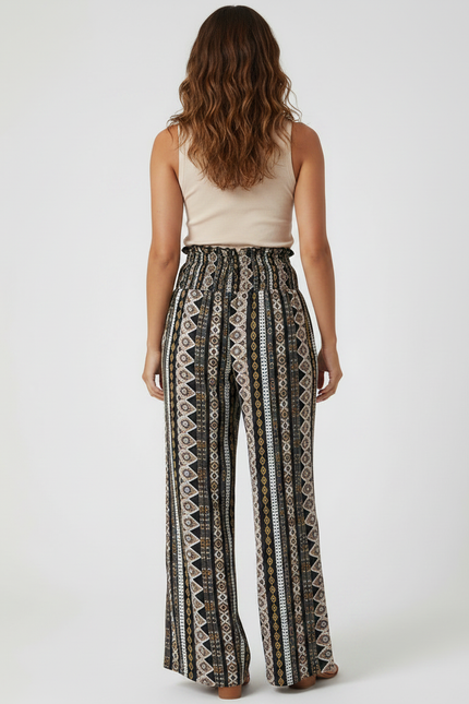 Pantalon Patte D'Éléphant Imprimé Ethnique Fluide Ample Bohème - Viscose - vue 2