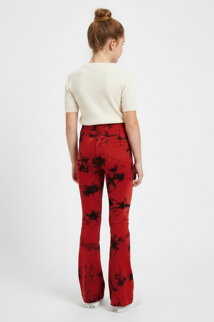 Pantalon Patte D'Éléphant Rouge Tie-Dye Évasé Confortable Fille - Maille - vue 2