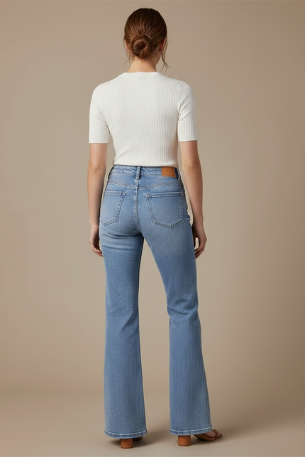Pantalon Patte D'Éléphant Jean Bleu Clair Décontracté Évasé - vue 2